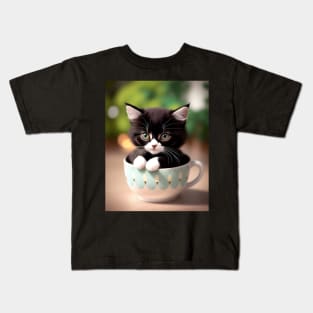 Adorable Cat Illustration - Modern Digital Art Kids T-Shirt